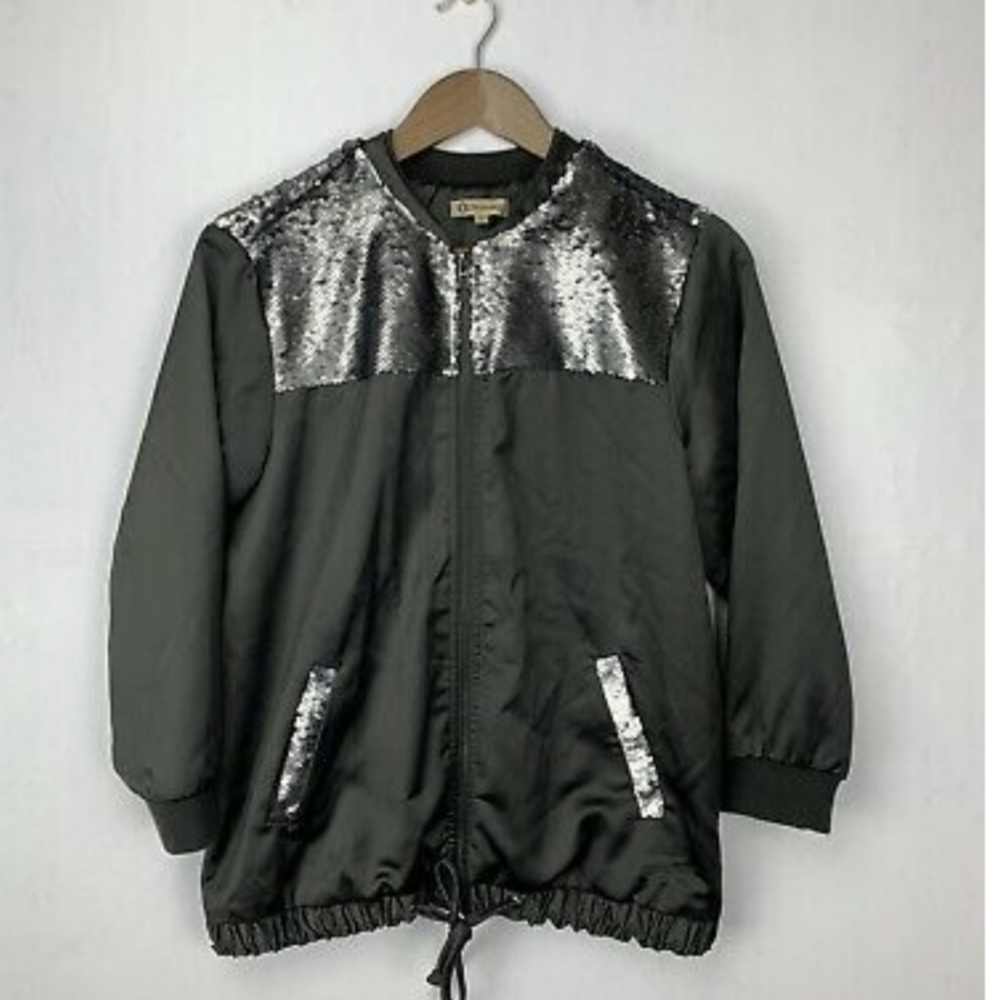 Democracy  Sequin and Satin Bomber Jacket - NWT
